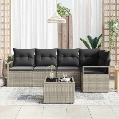 vidaXL Bankstel 6 st Lichtgrijs poly rattan vidaXL Bankstel 6 st Lichtgrijs poly rattan