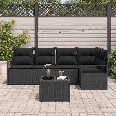 vidaXL Bankstel 6 st Zwart poly rattan vidaXL Bankstel 6 st Zwart poly rattan