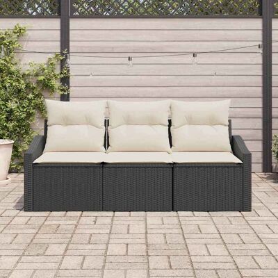 VidaXl Modern Tuinbank Set - Zwart Rattan - 3 Stuks VidaXl Modern Tuinbank Set - Zwart Rattan - 3 Stuks
