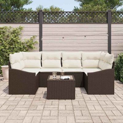 vidaXL Bankstel 7 st Bruin en Crème poly rattan vidaXL Bankstel 7 st Bruin en Crème poly rattan