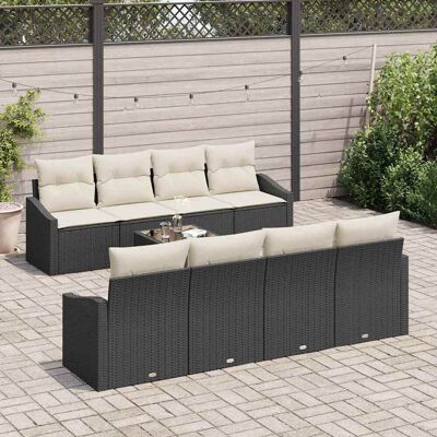 vidaXL Bankstel 9 st Zwart en Crème poly rattan vidaXL Bankstel 9 st Zwart en Crème poly rattan