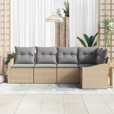 vidaXL Buitenbankset - 5 Stuks, Beige, Modern Ontwerp vidaXL Buitenbankset - 5 Stuks, Beige, Modern Ontwerp