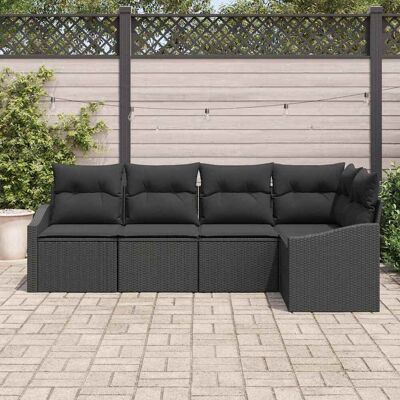 Vidaxl Tuinbankset 5-delig Zwart Polyrattan Vidaxl Tuinbankset 5-delig Zwart Polyrattan