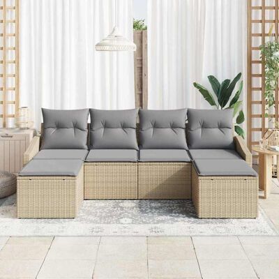 VidaXL Tuinbank-Set 6-delig met Synthetisch Rattan Beigem VidaXL Tuinbank-Set 6-delig met Synthetisch Rattan Beigem