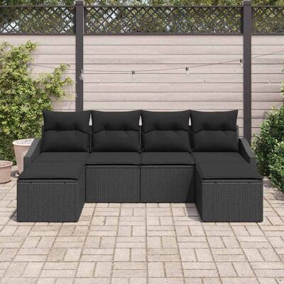 Vidaxl Tuinbankset - Modern Zwart 6-delig Vidaxl Tuinbankset - Modern Zwart 6-delig