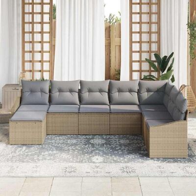 Vidaxl Tuinbank Set - 8-delig Beige Kunststof Rattan Vidaxl Tuinbank Set - 8-delig Beige Kunststof Rattan