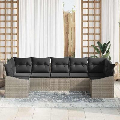 Vidaxl Tuinbankset 7-delig Grijs Synthetisch Rattan Vidaxl Tuinbankset 7-delig Grijs Synthetisch Rattan