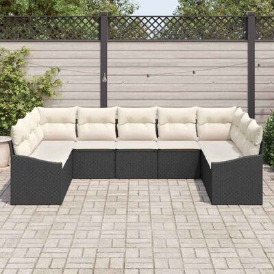 Vidaxl Tuinbankenset - 9-delige Zwart Weerbestendig Rattan Vidaxl Tuinbankenset - 9-delige Zwart Weerbestendig Rattan