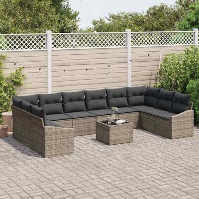 vidaXL Bankstel 11 st Grijs poly rattan vidaXL Bankstel 11 st Grijs poly rattan