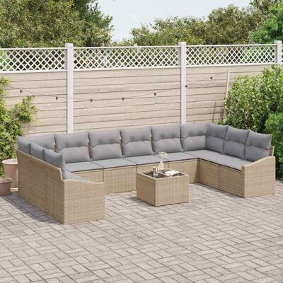 vidaXL Bankstel 11 st Beige poly rattan vidaXL Bankstel 11 st Beige poly rattan