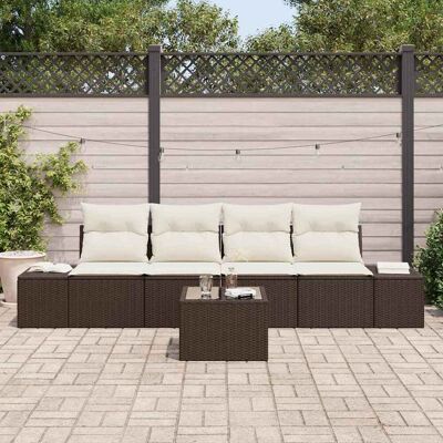 vidaXL Bankstel 5 st Bruin en Crème poly rattan vidaXL Bankstel 5 st Bruin en Crème poly rattan