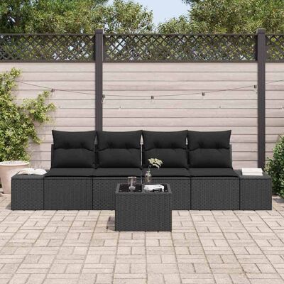 vidaXL Bankstel 5 st Zwart poly rattan vidaXL Bankstel 5 st Zwart poly rattan