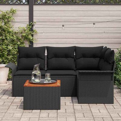 vidaXL Tuinbankenset 5-delig Zwart - Buitenmeubel vidaXL Tuinbankenset 5-delig Zwart - Buitenmeubel