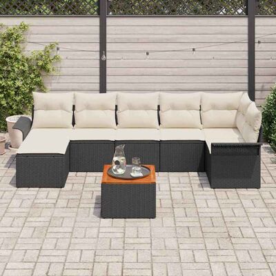 Poly Rattan Acacia 8-delig Tuin Lounge Set - Buitenmeubelen Poly Rattan Acacia 8-delig Tuin Lounge Set - Buitenmeubelen