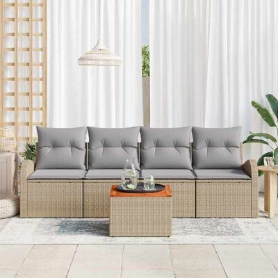 Vidaxl Tuinbankset 5-delig Beige Synthetisch Rotan Modern Vidaxl Tuinbankset 5-delig Beige Synthetisch Rotan Modern