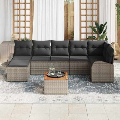 vidaXL Tuinbankset 8-delig Grijs Rattan Modern Buiten vidaXL Tuinbankset 8-delig Grijs Rattan Modern Buiten