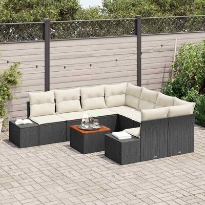 VIDAXL - Tuinbankenset 9-delig Zwart Rechthoekig VIDAXL - Tuinbankenset 9-delig Zwart Rechthoekig