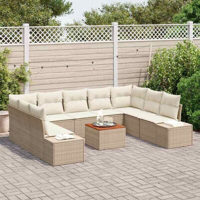 Beige Rotan Tuinbank Set - Tuinmeubels 10 Delen Beige Rotan Tuinbank Set - Tuinmeubels 10 Delen