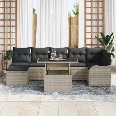 vidaXL Tuin Sofa Set 8 st Lichtgrijs Poly riet vidaXL Tuin Sofa Set 8 st Lichtgrijs Poly riet