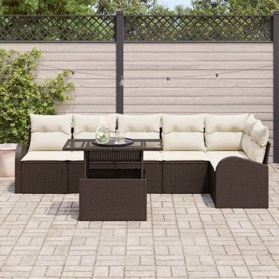 Vidaxl Tuinsofaset 7 Stuks Bruin Poly Rattan Vidaxl Tuinsofaset 7 Stuks Bruin Poly Rattan
