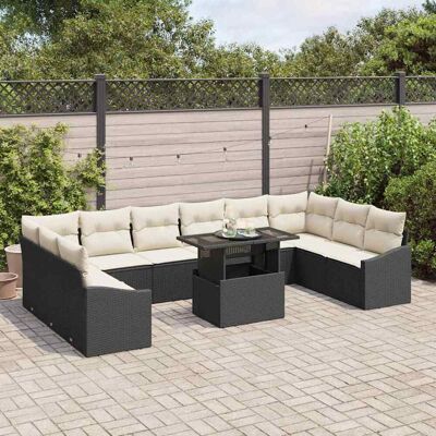 Vidaxl Tuinbank Set - 11-delig Weerbestendig Zwart Poly-Rattan Lounge Vidaxl Tuinbank Set - 11-delig Weerbestendig Zwart Poly-Rattan Lounge
