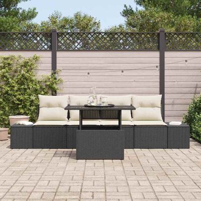 vidaXL Bankstel 5 st Zwart en Crème poly rattan vidaXL Bankstel 5 st Zwart en Crème poly rattan
