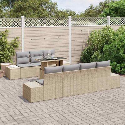 Beige Tuinbank Set - Modulaire Buitenmeubels voor 7 Beige Tuinbank Set - Modulaire Buitenmeubels voor 7