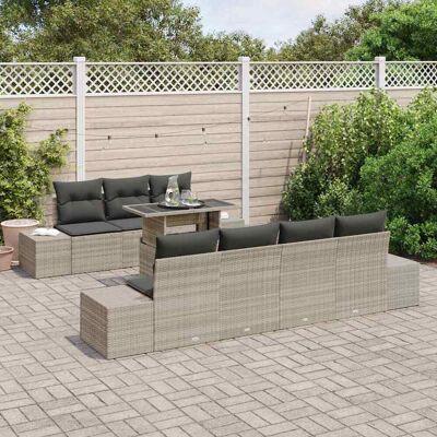 vidaXL Tuinbankset - Modern 8-delig Grijs Rattan Tuinmeubilair vidaXL Tuinbankset - Modern 8-delig Grijs Rattan Tuinmeubilair