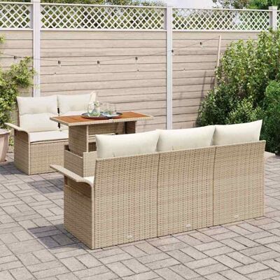 Vidaxl Tuinbank Set - Modern Beige Rattan met Kussens Vidaxl Tuinbank Set - Modern Beige Rattan met Kussens