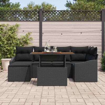Vidaxl Tuinbankset - Modern Zwart Rieten - 7 Stuks Vidaxl Tuinbankset - Modern Zwart Rieten - 7 Stuks