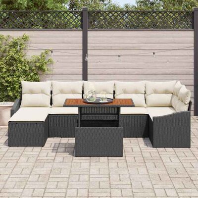 Vidaxl Tuin Eettafelset - 8-delig Poly-rattan met Kussens Vidaxl Tuin Eettafelset - 8-delig Poly-rattan met Kussens