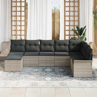 vidaXL Tuin Sofa Set 8 st Lichtgrijs Poly riet vidaXL Tuin Sofa Set 8 st Lichtgrijs Poly riet