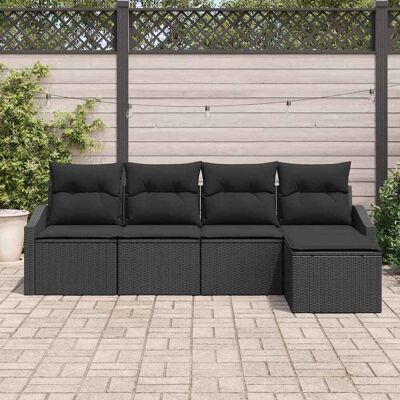 Vidaxl Tuin Lounge Set - Modern Zwart Rattan, Staal, 5 Stuks Vidaxl Tuin Lounge Set - Modern Zwart Rattan, Staal, 5 Stuks
