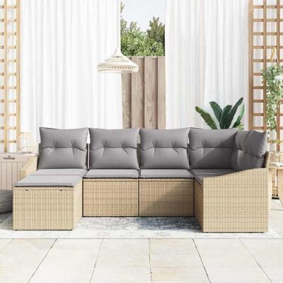 Buiten Eethoek - 6-delig Beige Resine Rattan Tuin Meubelset Buiten Eethoek - 6-delig Beige Resine Rattan Tuin Meubelset