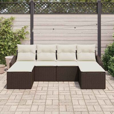 VIDAXL Tuin Eettafel 6-delig met rotan en kussens VIDAXL Tuin Eettafel 6-delig met rotan en kussens