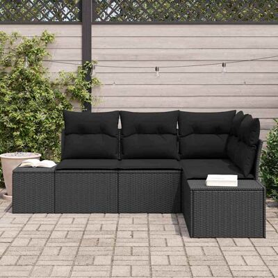 Vidaxl Tuinbank Set - Modulaire Zwarte Buitenbank voor 4 Vidaxl Tuinbank Set - Modulaire Zwarte Buitenbank voor 4