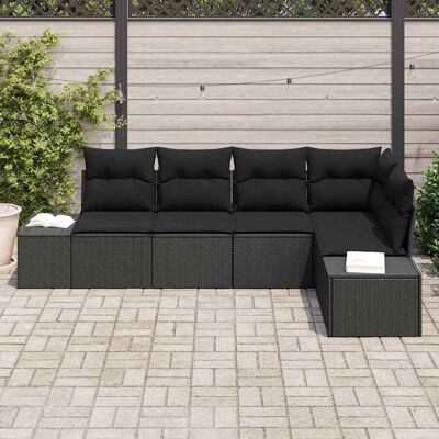 Vidaxl Tuinbankset - Modulair Buiten 5-delig Zwart Poliratán Vidaxl Tuinbankset - Modulair Buiten 5-delig Zwart Poliratán
