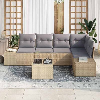 Vidaxl Tuinbank Set - Modulaire Buitenkant Rattan 6 Stuks met Kussens Vidaxl Tuinbank Set - Modulaire Buitenkant Rattan 6 Stuks met Kussens