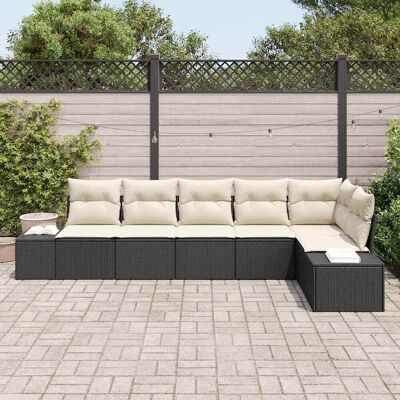 VidaXL Tuin Lounge Set 6-delig Zwart Polyrotan VidaXL Tuin Lounge Set 6-delig Zwart Polyrotan