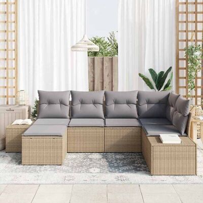 Beige Tuinbank Set 6 Stuks - Tuinmeubilair Beige Tuinbank Set 6 Stuks - Tuinmeubilair