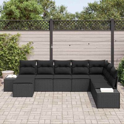Zwart Tuin Lounge Set 8-delig Modern Modular Outdoor Seating Zwart Tuin Lounge Set 8-delig Modern Modular Outdoor Seating