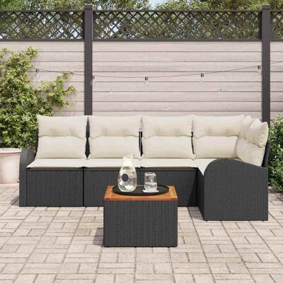 vidaXL Tuinbankenset 6 st Zwart en Crème poly rattan vidaXL Tuinbankenset 6 st Zwart en Crème poly rattan