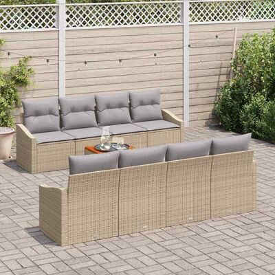 vidaXL Tuinbank Set - 7-delig, Beige, Modern, Weerbestendig vidaXL Tuinbank Set - 7-delig, Beige, Modern, Weerbestendig