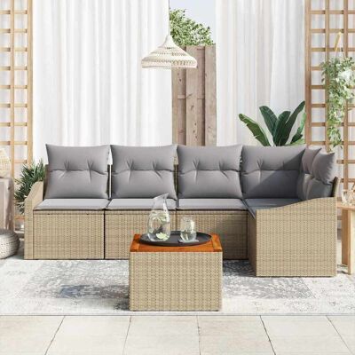 Beige Tuinbank Set - 6-delige Modular Rattan Tuinmeubelen voor Balkon Beige Tuinbank Set - 6-delige Modular Rattan Tuinmeubelen voor Balkon