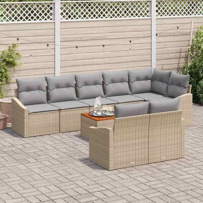 Beige Tuinbank Set 9-delig Natuurlijke Rattan - Tuinmeubilair Beige Tuinbank Set 9-delig Natuurlijke Rattan - Tuinmeubilair