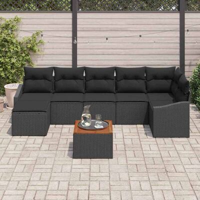 vidaXL Tuinbankenset - 8 stuks, Poly Rattan, Zwart vidaXL Tuinbankenset - 8 stuks, Poly Rattan, Zwart