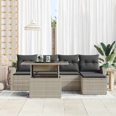 vidaXL Tuin Sofa Set 6 st Lichtgrijs Poly riet vidaXL Tuin Sofa Set 6 st Lichtgrijs Poly riet