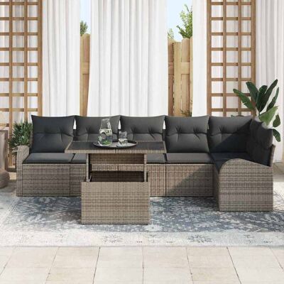vidaXL Tuin Sofa Set 7 st 6-Aantal zitplaatsen Grijs Poly riet vidaXL Tuin Sofa Set 7 st 6-Aantal zitplaatsen Grijs Poly riet