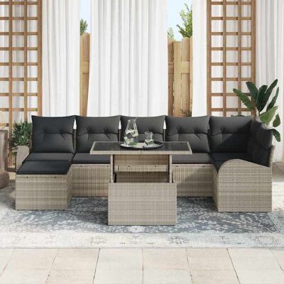 vidaXL Tuin Sofa Set 8 st Lichtgrijs Poly riet vidaXL Tuin Sofa Set 8 st Lichtgrijs Poly riet