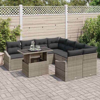 vidaXL Tuin Sofa Set 9 st Grijs poly rattan vidaXL Tuin Sofa Set 9 st Grijs poly rattan